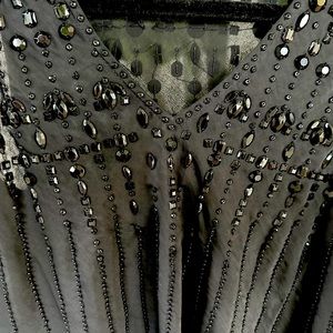 Black silk beaded top